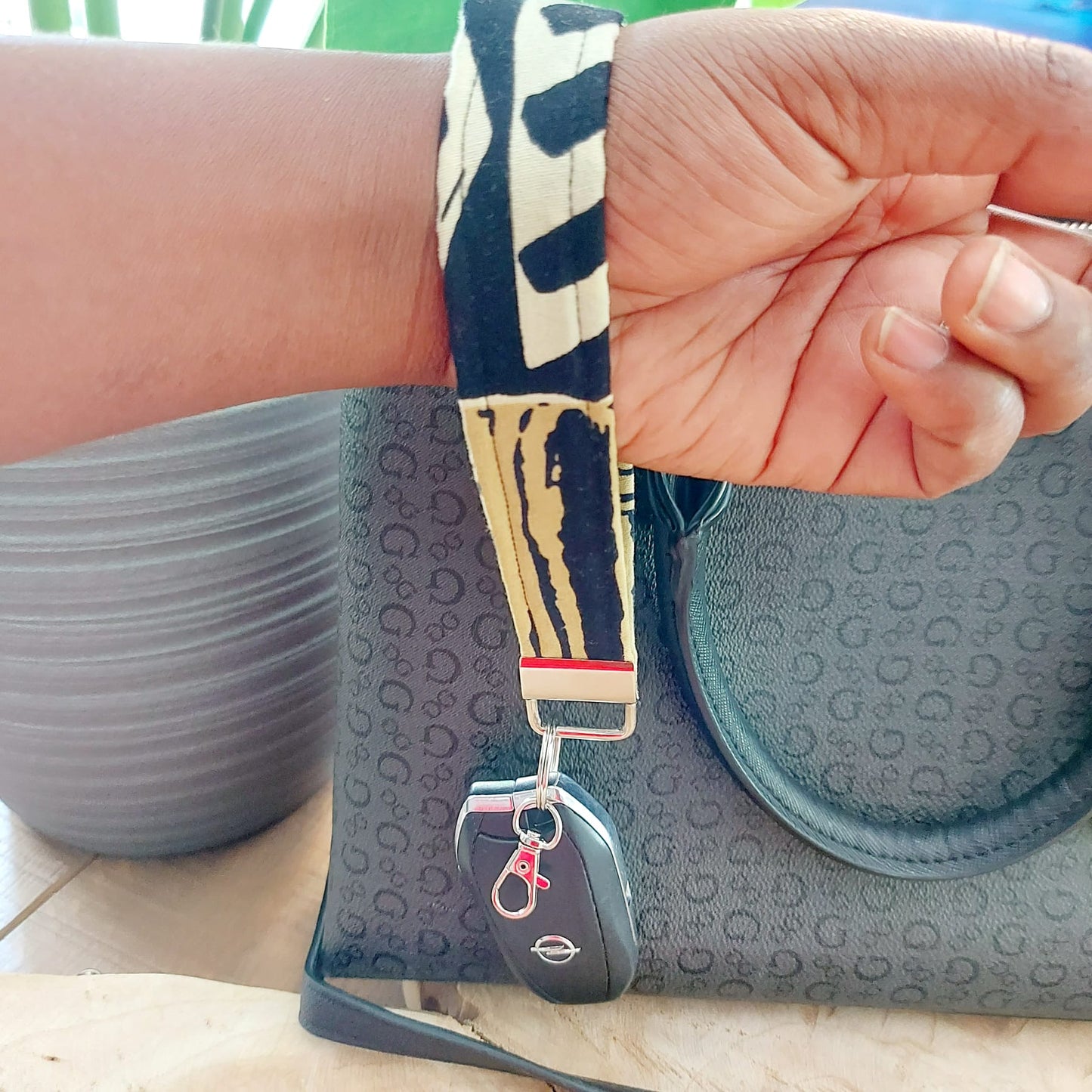 African Print and Leather Key Fob | Wristlet | Key Holder