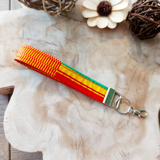 African Print and Leather Key Fob | Wristlet | Key Holder