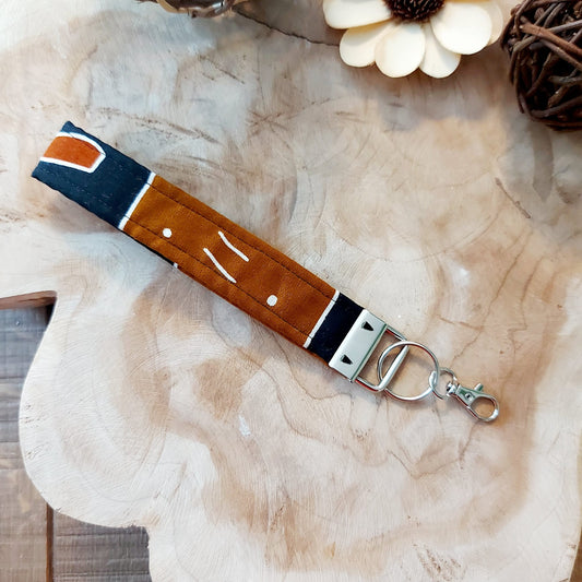 African Print and Leather Key Fob | Wristlet | Key Holder