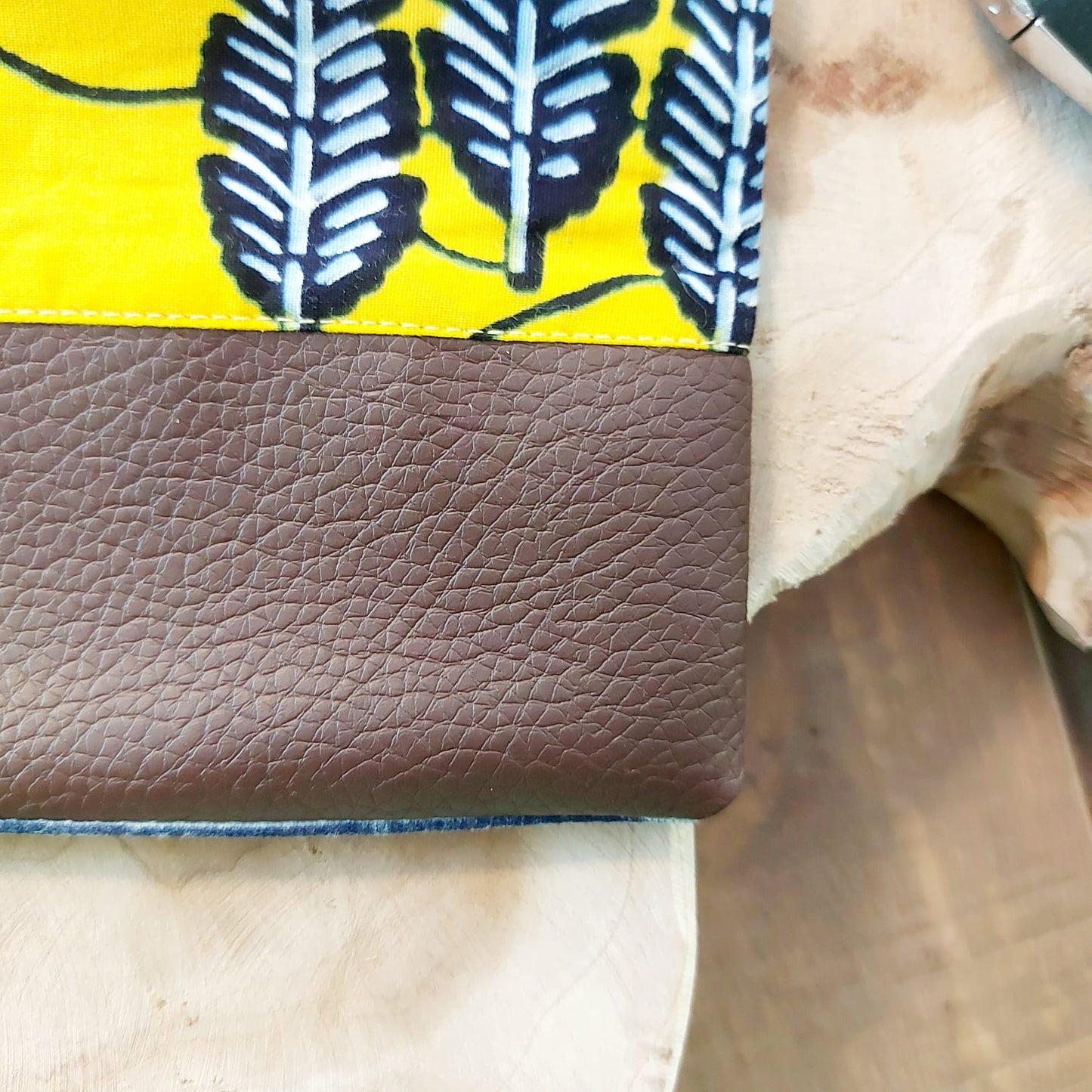 African Print Zipper Pouch | Make-up Bag | Pencil Case | Vegan Leather Detail