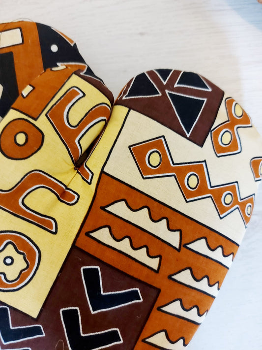 Set of 2 Handmade "Mudcloth" Bogolan Print Inspired African Print Oven Glove