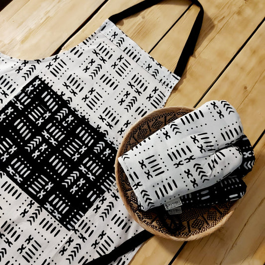 Handmade Apron and Oven Gloves Set | Made from 100% African Print Cotton | African Print Apron