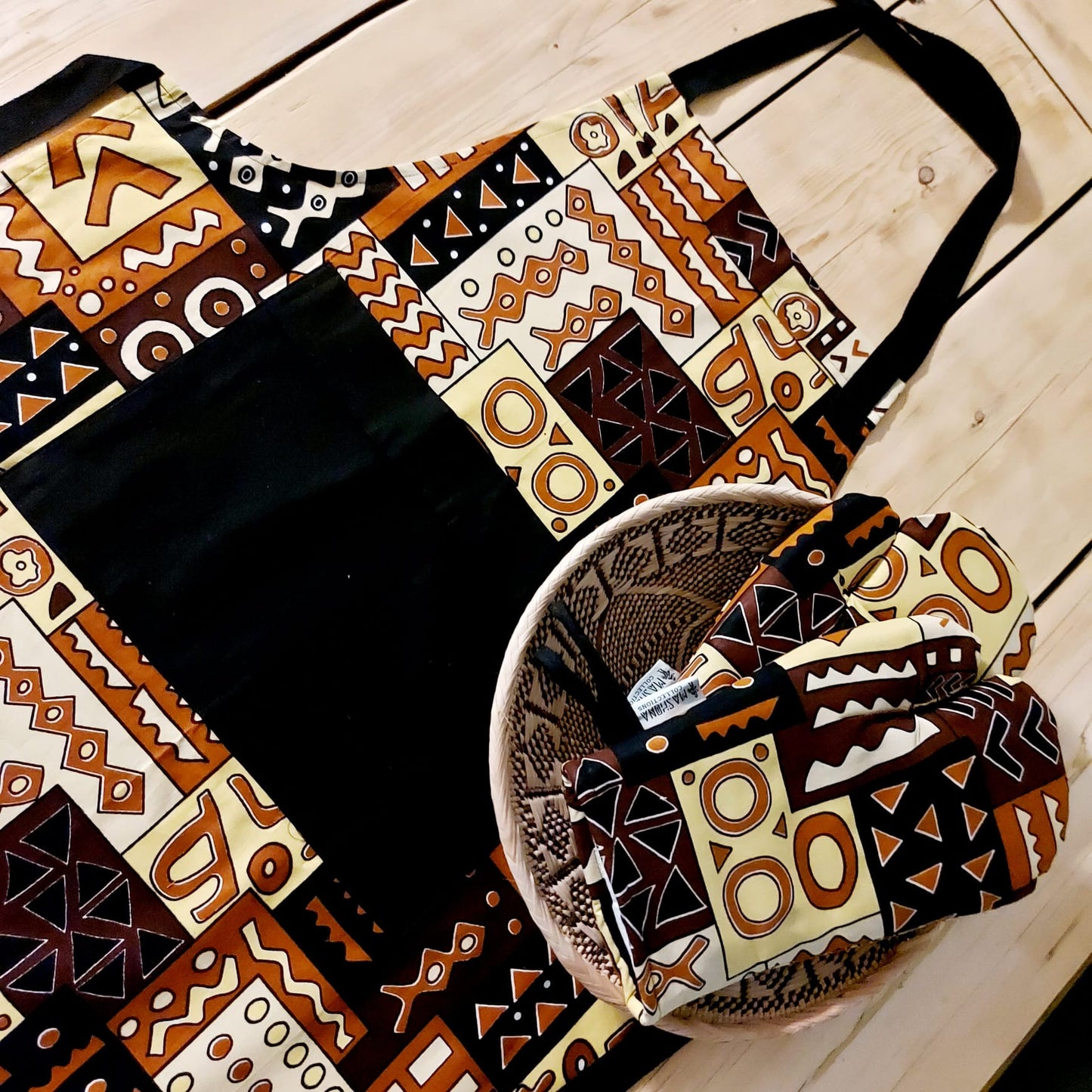 Handmade Apron and Oven Gloves Set | Made from 100% African Print Cotton | African Print Apron