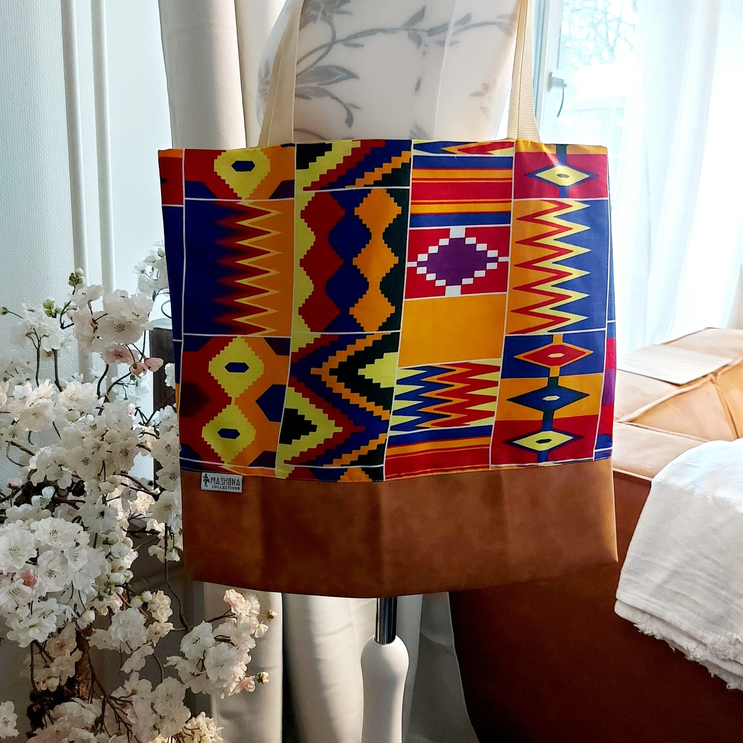 Handmade African Print Tote Bag | Beach Bag | Shopping Bag