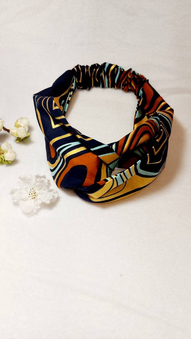 Boho Print Turban Headband and Scrunchie Set