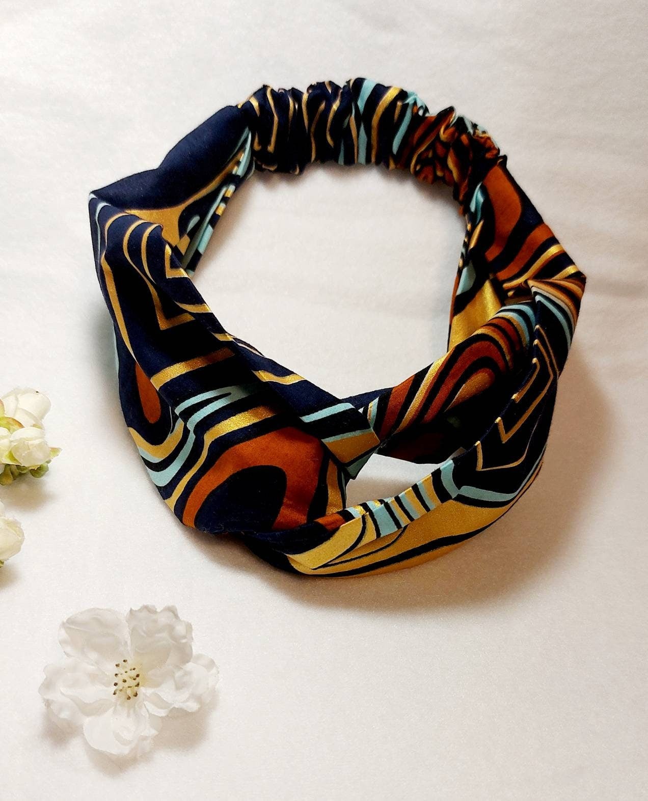 Boho Print Turban Headband and Scrunchie Set